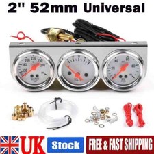 Auto Car 2″/52mm Chrome Face Triple Gauge Set Oil Pressure Water Temp Volt Meter