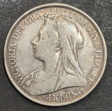 1897 Queen Victoria Silver Crown Five Shilling Coin