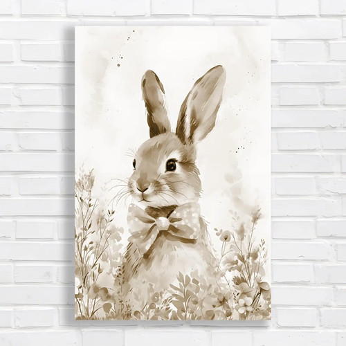 Whimsical rabbit sepia canvas - whimsical,
