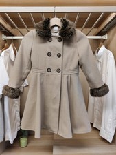 MONSOON KIDS AGE 7-8YRS TAN OVERCOAT JACKET DOLLY DOUBLE BREAST BUTTON UP GIRLS