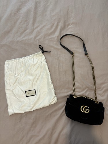 Gucci marmont black velvet - black,