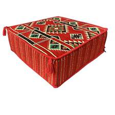 Oversized Square Moroccan-Style Kilim Pouffe Cover Boho Ottoman Foot Stool