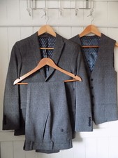 boys NEXT GREY CHECK SLIM FIT
