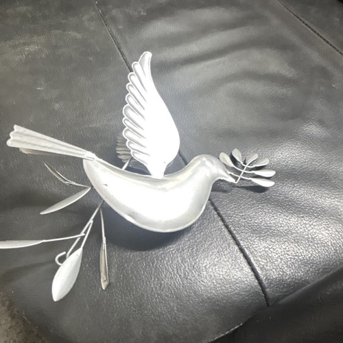 Silver metallic metal bird - metallic,