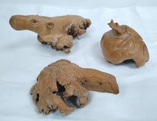 Burl wood Hippo, Lizard & Crab Carved Sculptures Vintage - AA50