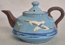 Vintage Small Torquay Ware Teapot With Hand-Painted Seagull Design - 10x12x16cm