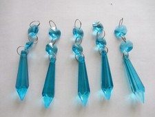 5 x TURQUOISE BLUE GLASS PRISM
