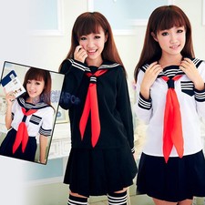 Sailor Navy Fancy Dress Uniform Cosplay Costume Japanese School Girl Outfit Kit