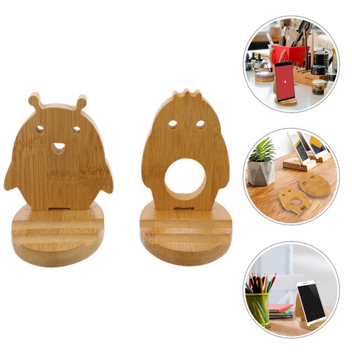 2pcs wood desktop phone tablet - wood,