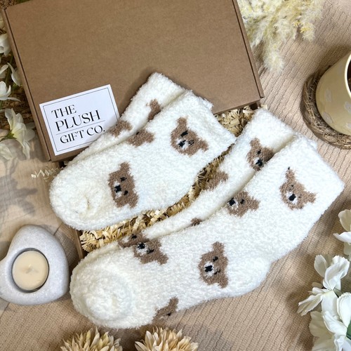 Mummy fluffy bear socks - &,