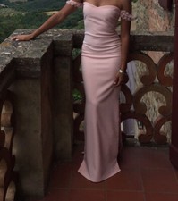 Italian Style bridesmaid Lace Sleeve evening dress In Peach/ Pink Revolve Size 8