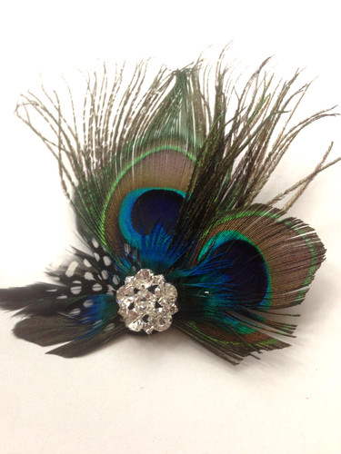 Peacock feather fascinator - peacock,