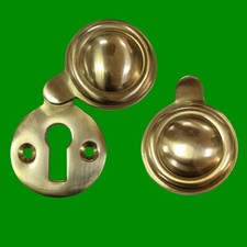 2x 35mm Victorian Round Escutcheon Swing Covered Brass Door Lock Keyhole Plate