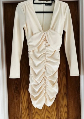 Zara cream ruched - ruched, dress