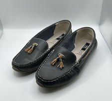 Marks And Spencer Women's Blue Leather Wide Fit Loafer Shoes Ladies Size UK 6.5