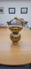 Large old Indian brass Kamandalu Water Pot carved / etched  54cm tall 28cm wide