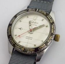 Trafalgar World Time Divers Style Mens wristwatch Swiss Vintage watch runs fast