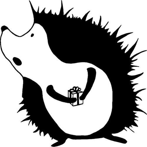 Hedgehog with present - with, present'