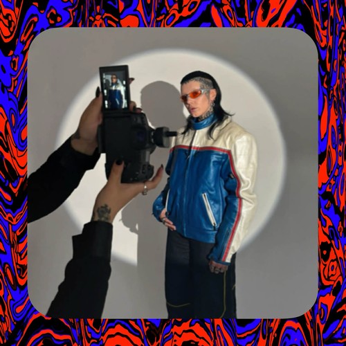 Blue triumph leather biker - blue,