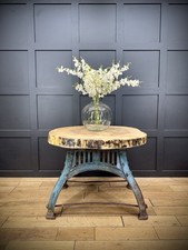 Vintage Industrial kitchen Dining Table Island Bar Maple Top Cast Iron Base