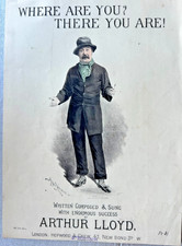 Victorian Litho' Music Sheet Cover - Arthur Lloyd - Alfred Concanen artist