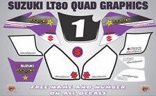 suzuki lt80 quad graphics stickers decals name-number lt 80 mx laminate purple1
