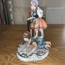 Capodimonte Boy And Girl On Phone Meneghetti Signed 10” La Fuente.
