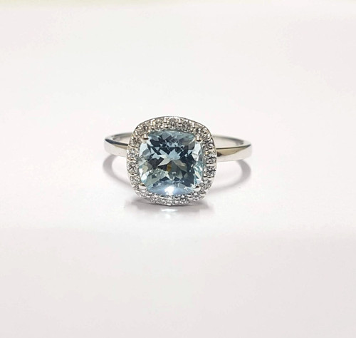 Aquamarine and diamond - and, 9k