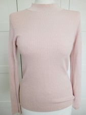 Primark Atmosphere Light Pink High Turtle Neck Stretch Thinstripe Top UK M 12/14