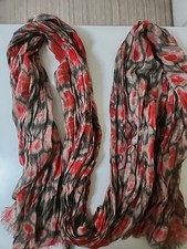 gharani Strok 50% Wool 50% Modal Scarf. 180 Cm Long Crinkled Finish. Unused.