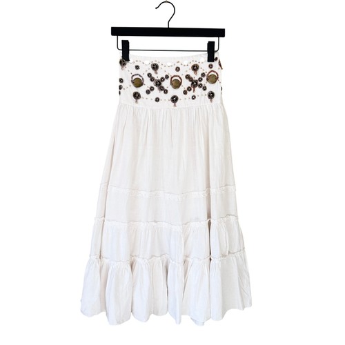 Boho tiered midi skirt ivory - boho,