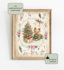 Shabby Chic Style Print, Xmas Tree Dog, Pretty, Nursery, Home Decor, A4 Wall Art