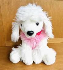 Adorable Large Keel Toys White Pink Poodle Bichon Dog Soft Toy VGC 40 cms VGC