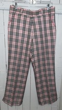 SubSeventy Women’s SZ 32 Waist Pink Plaid Golf Pants Wide Leg