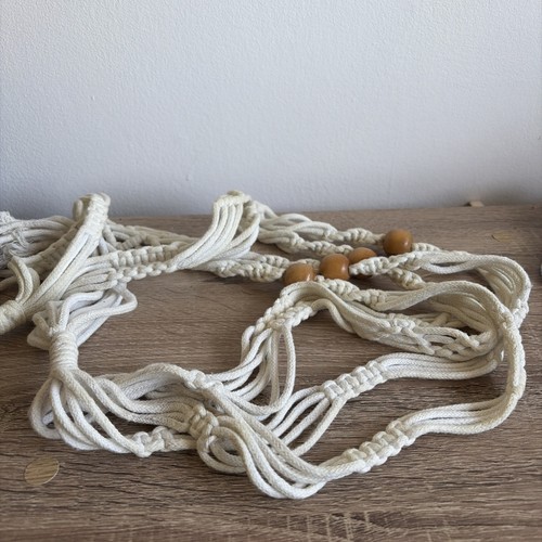 Vintage white beaded - beaded, macrame