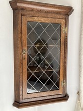 Hanging Oak Glazed Corner Display Cabinet