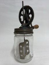 Vintage Petit French Hand Crank Butter Churn Heart Cut Outs Metal Paddles