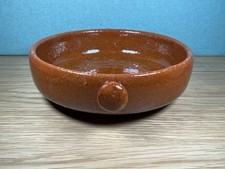 Large Brown Terracotta Round Glazed Cooking Serving Dish 9 x 2.5 in, Two Handles