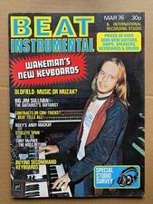 RICK WAKEMAN BEAT INSTRUMENTAL MAGAZINE MARCH 1976 - RICK WAKEMAN COVER WITH MOR