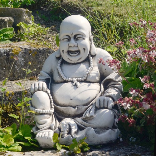 Laughing buddha stone resin - laughing,