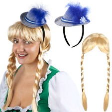 BLONDE PLAIT WIG AND MINI HAT