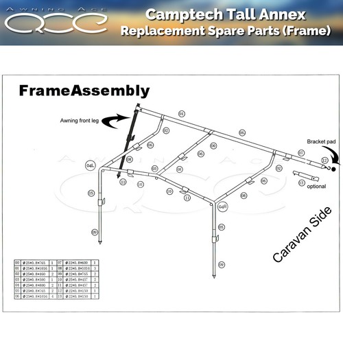 Camptech tall annexe - annexe, frame