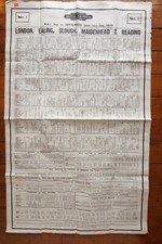 1948 Western Region Railway Timetable Poster Slough Maidenhead Ealing Reading