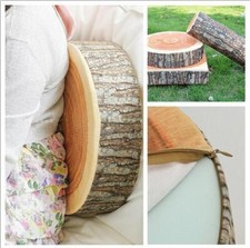 Seat Pad Stump Log Shape Pillow Pastoral Wooden Home Creative Seat Cushion