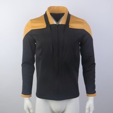 For Picard 3 Red Geordi Gold Blue Dress Uniform Starfleet Jacket  Shirts Costume