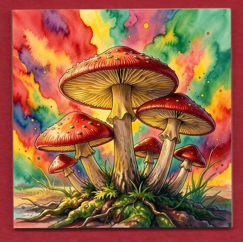 Mushrooms ceramic art display