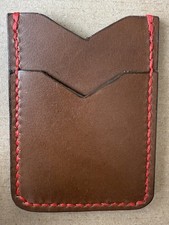 Handmade 3-Card Wallet – Smooth Italian Leather with Red Stitching