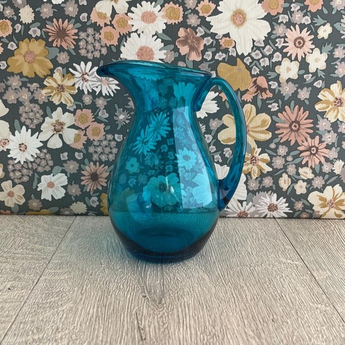 Azure blue glass water - jug,