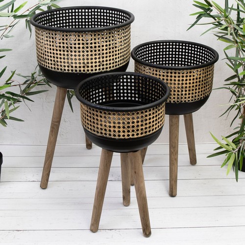 Black cream rattan - black, rustic