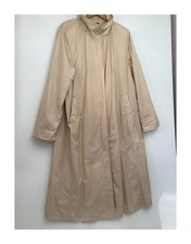 Basler Women's Beige Long Coat Size 16 High Collar Side Pockets 53in Length